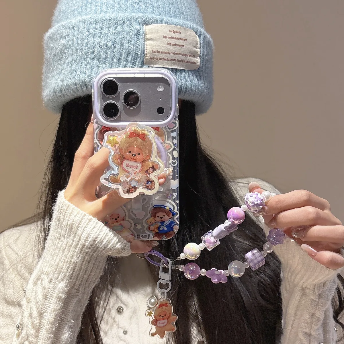 Monchhichi Kawaii Clear Phone Case for iPhone 17 16 15 14 13 Pro Max